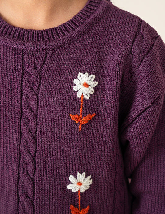 FLORAL EMBROIDERED KNITTED SWEATER