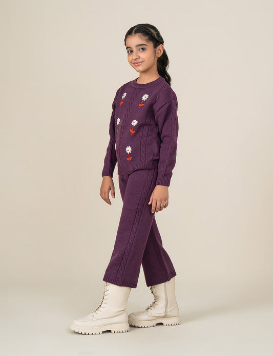 FLORAL EMBROIDERED KNITTED SWEATER