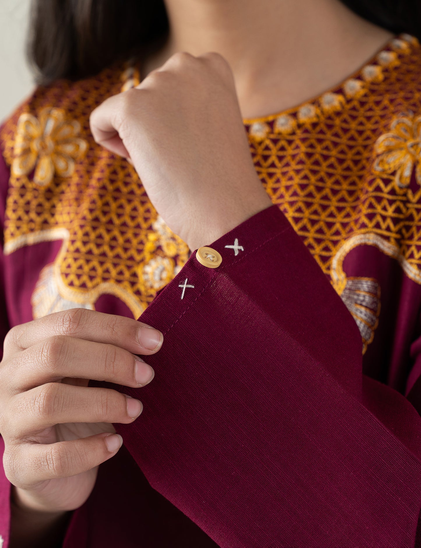 2 PIECE CONTRAST EMBROIDERED SUIT