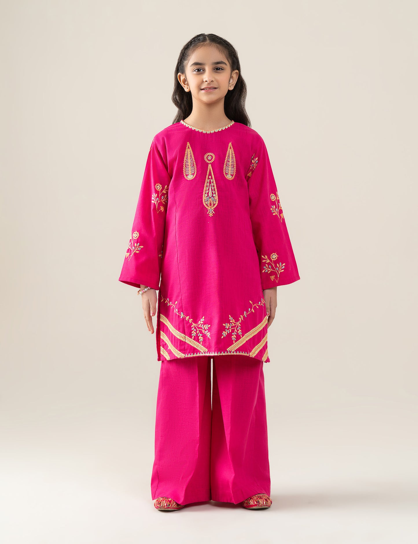 2 PIECE CONTRAST EMBROIDERED SUIT