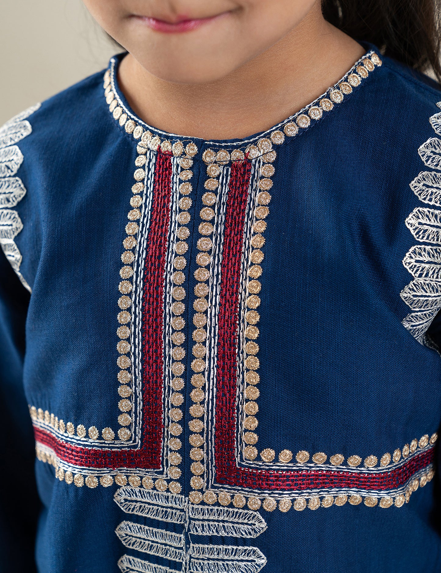 2 PIECE CONTRAST EMBROIDERED SUIT