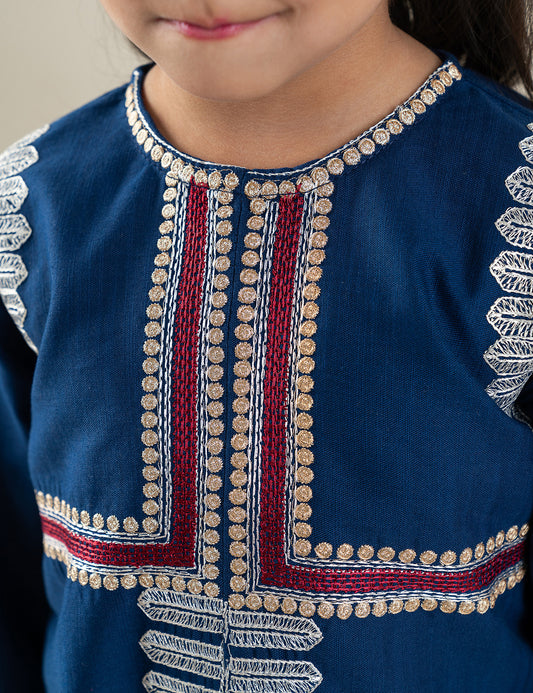 2 PIECE CONTRAST EMBROIDERED SUIT