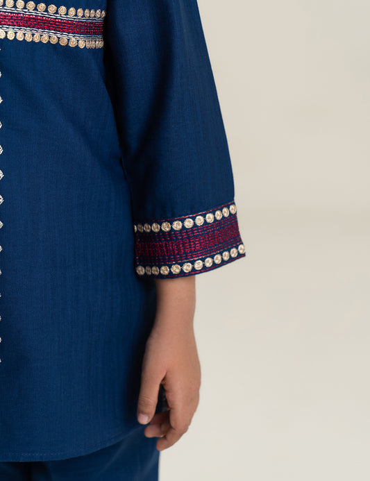 2 PIECE CONTRAST EMBROIDERED SUIT