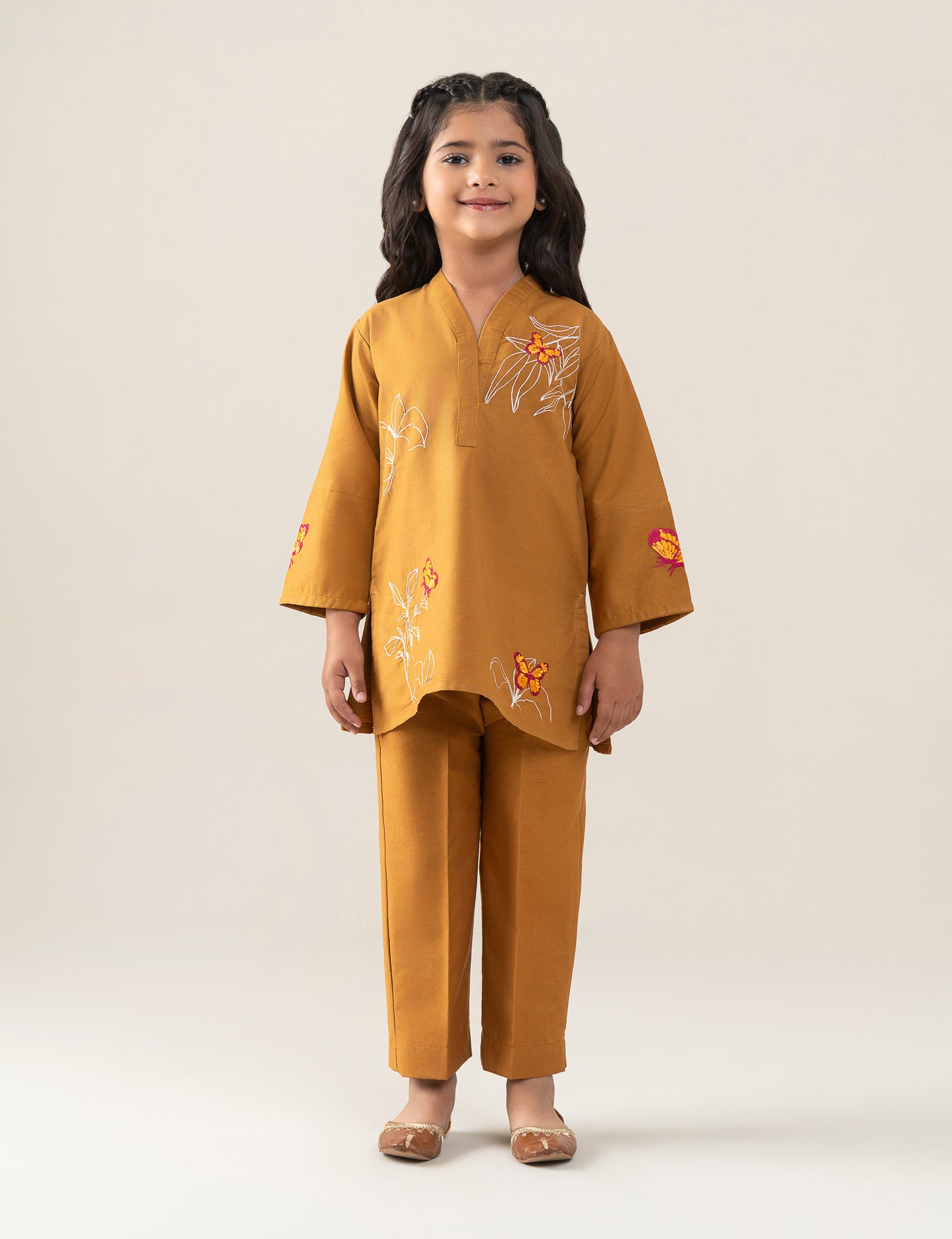 2 PIECE BUTTERFLY EMBROIDERED SUIT