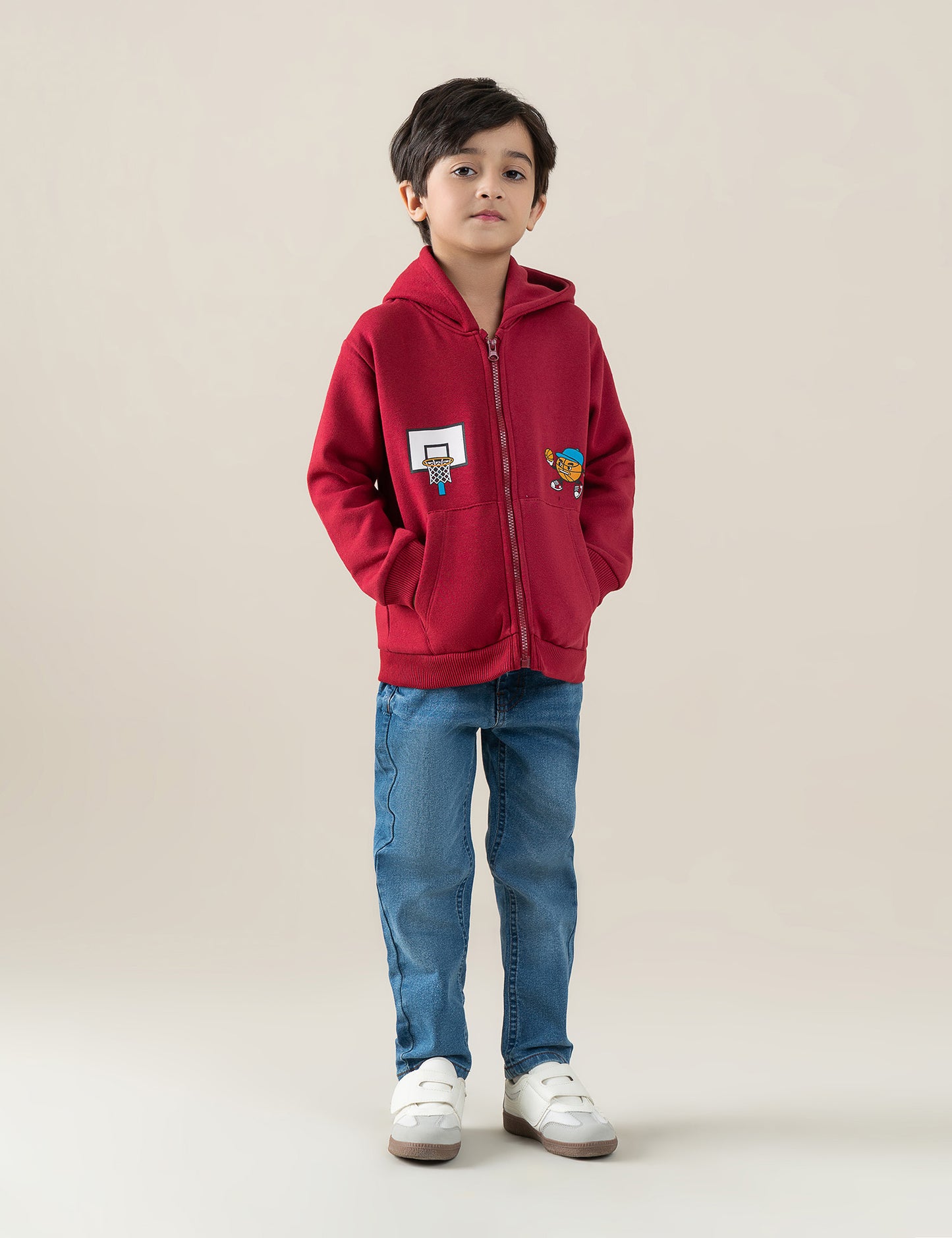 BASKETBALL GRAPHIC ZIP-UP HOODIE