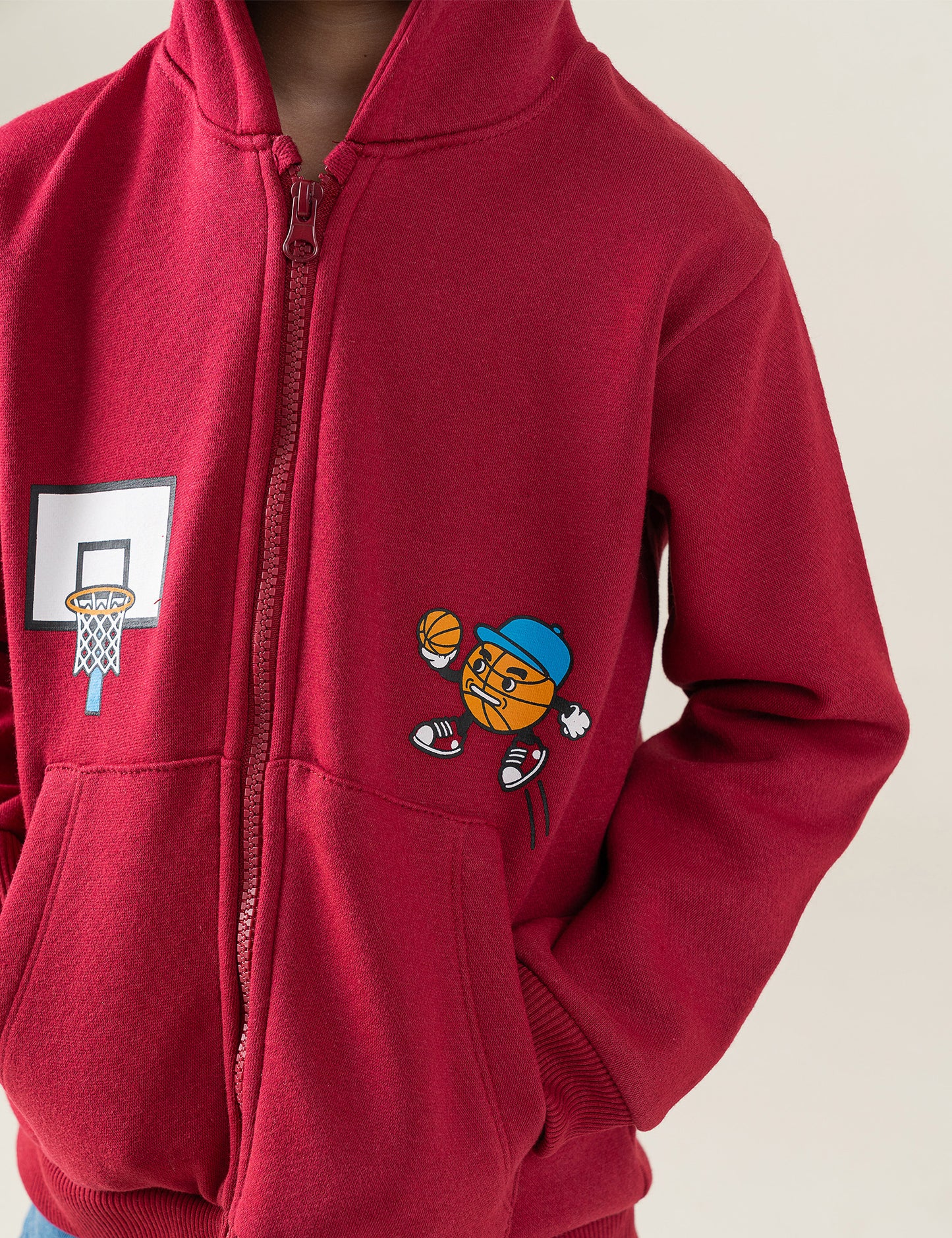 BASKETBALL GRAPHIC ZIP-UP HOODIE