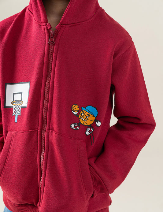 BASKETBALL GRAPHIC ZIP-UP HOODIE