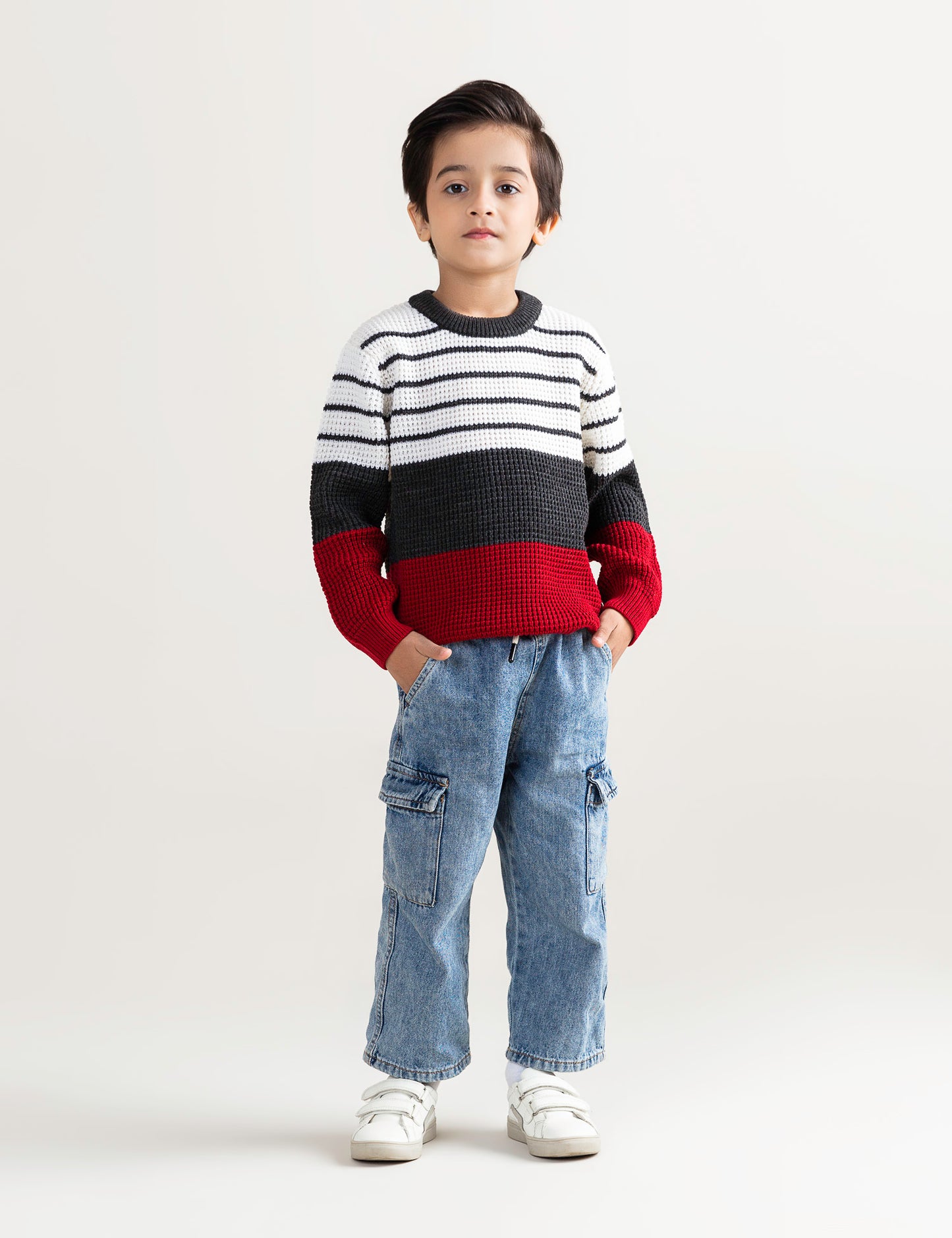 STRIPED COLOR BLOCK SWEATER