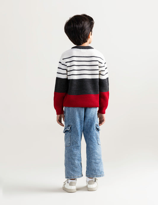 STRIPED COLOR BLOCK SWEATER
