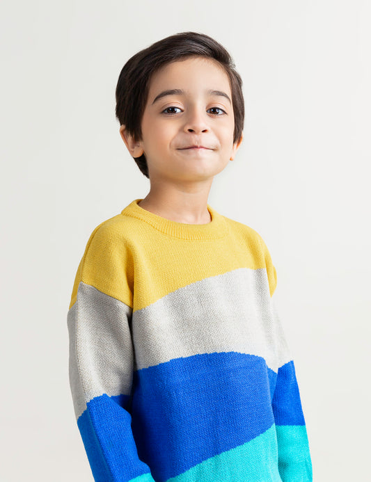 COLOR BLOCK KNITTED SWEATER
