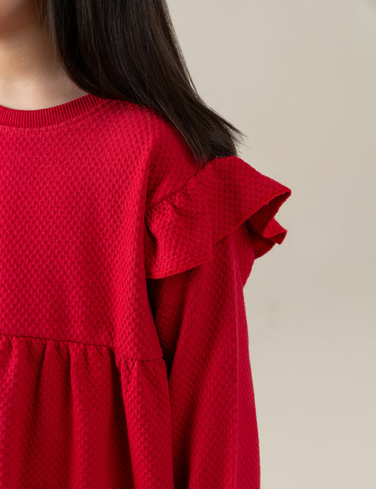 RUFFLE SHOULDER DRESS