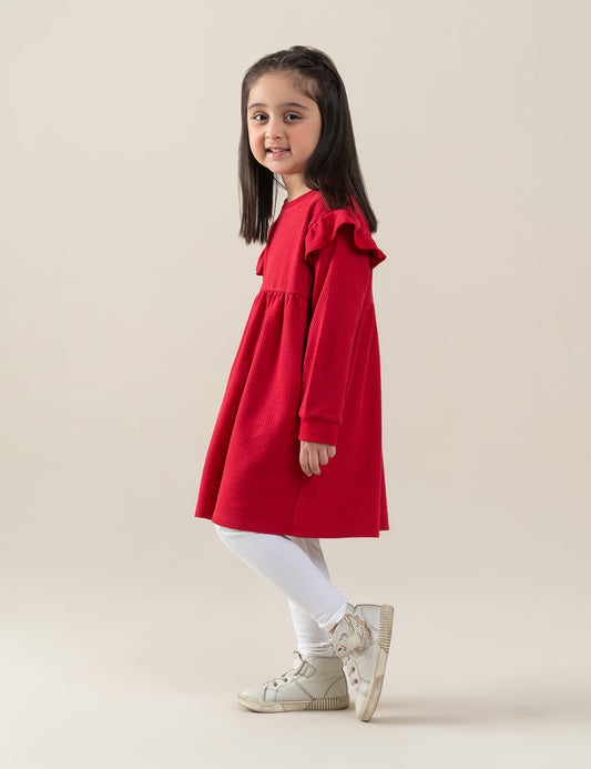 RUFFLE SHOULDER DRESS