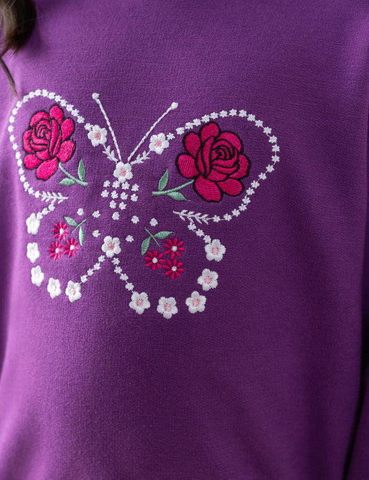 BUTTERFLY FLORAL GRAPHIC SWEATSHIRT