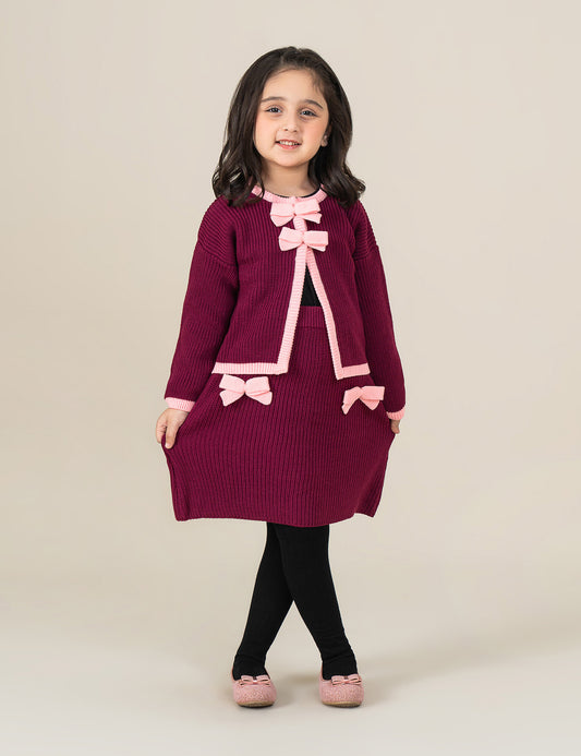 BOW ACCENT KNITTED CARDIGAN