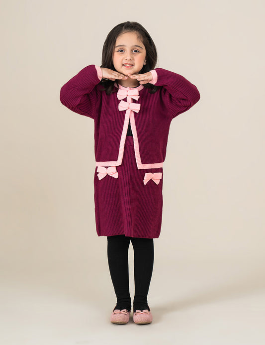 BOW ACCENT KNITTED CARDIGAN