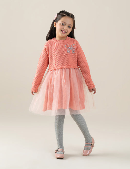 FLORAL EMBROIDERED SWEATER DRESS