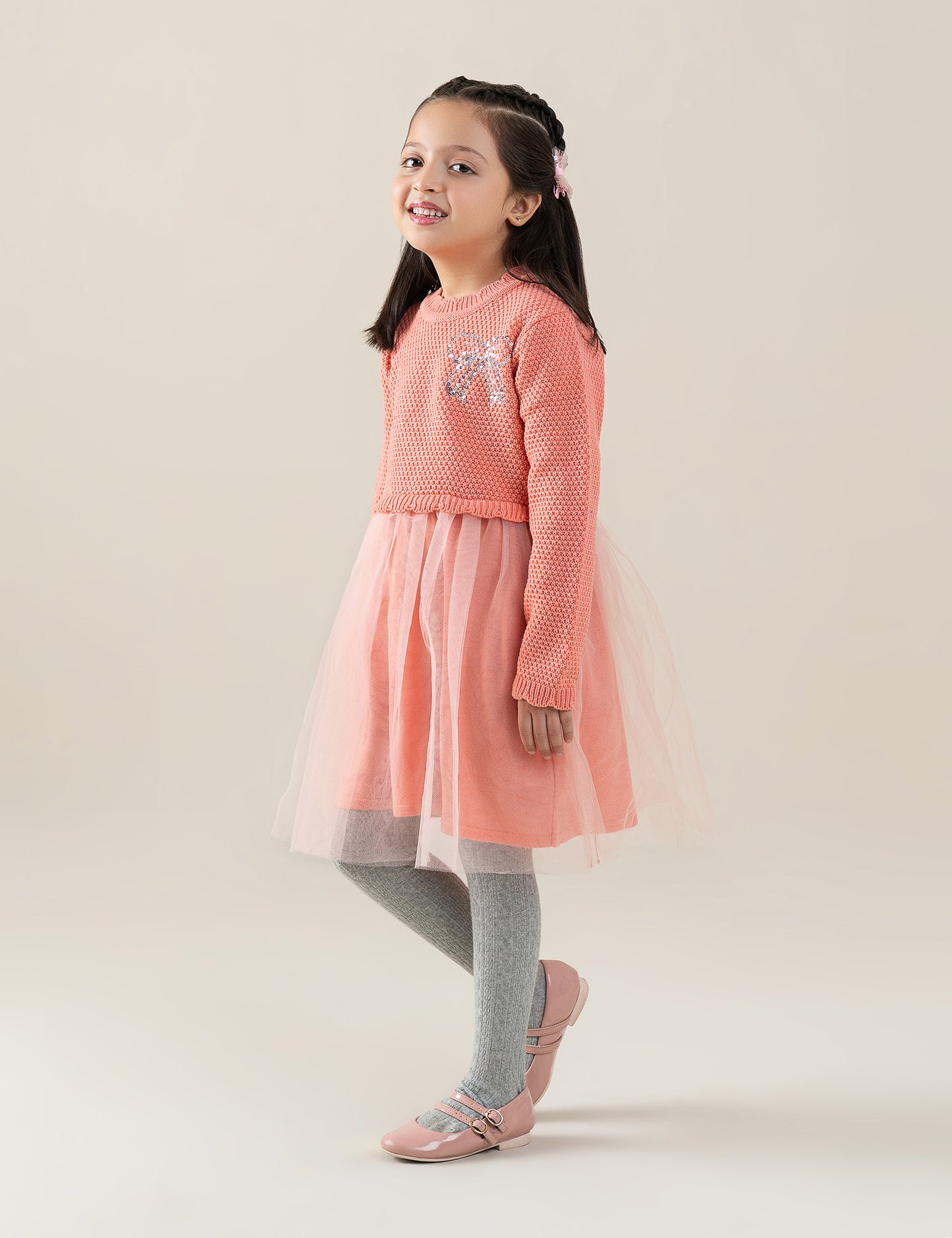 FLORAL EMBROIDERED SWEATER DRESS