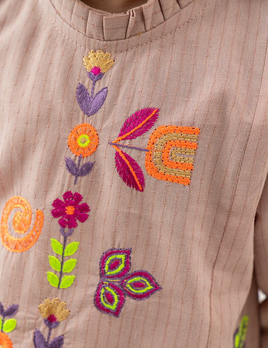 2 PIECE FLORAL EMBROIDERED SUIT