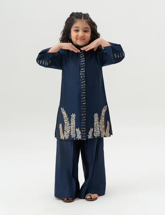 2 PIECE BUTTON DOWN EMBROIDERED SUIT