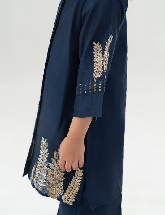 2 PIECE BUTTON DOWN EMBROIDERED SUIT