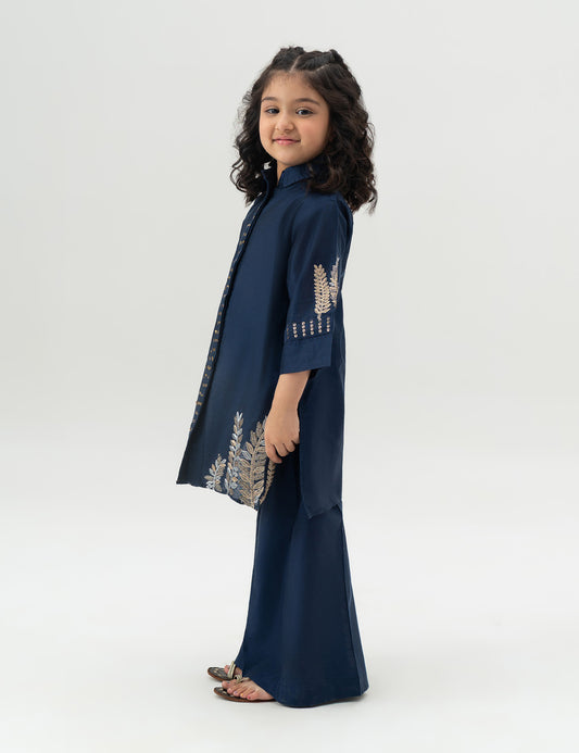 2 PIECE BUTTON DOWN EMBROIDERED SUIT