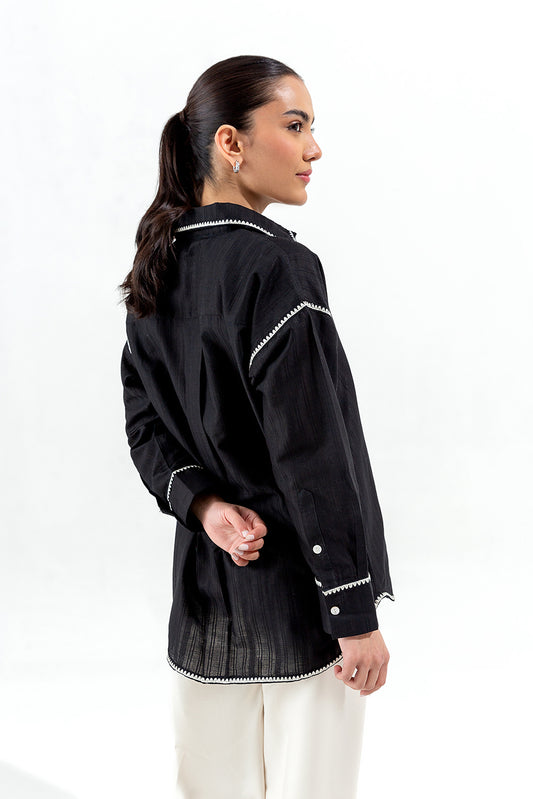 BLACK BUTTON THROUGH SHIRT