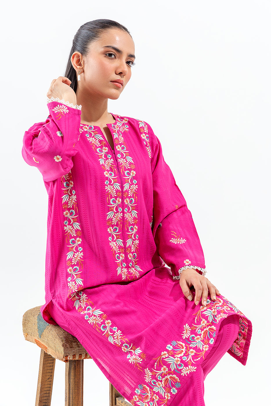 2 PIECE EMBROIDERED BROCIA JACQUARD SUIT (PRET)