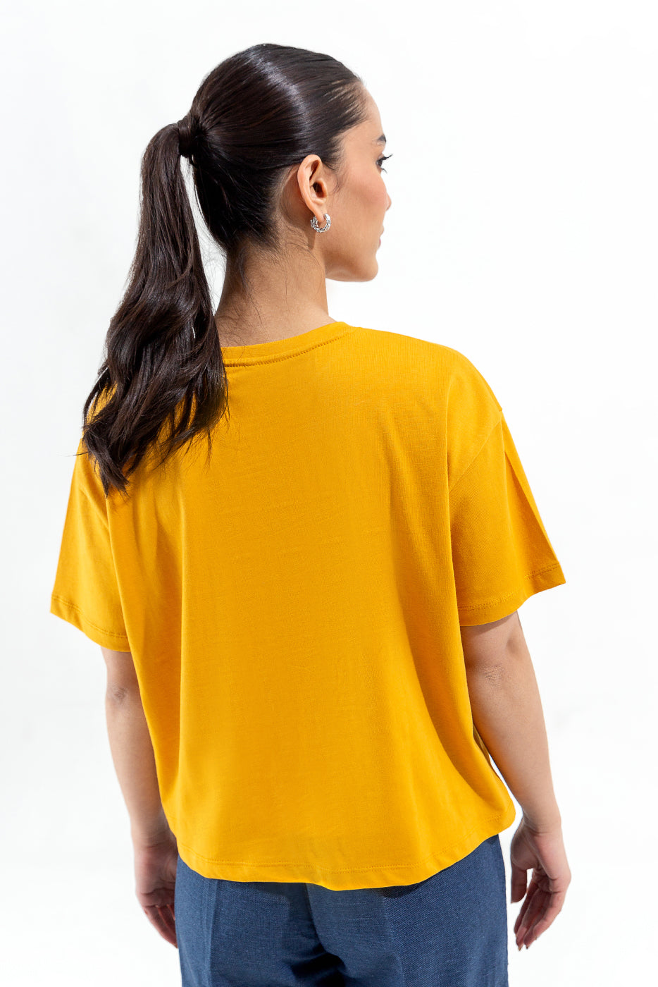 MUSTARD EMBROIDERED TEE