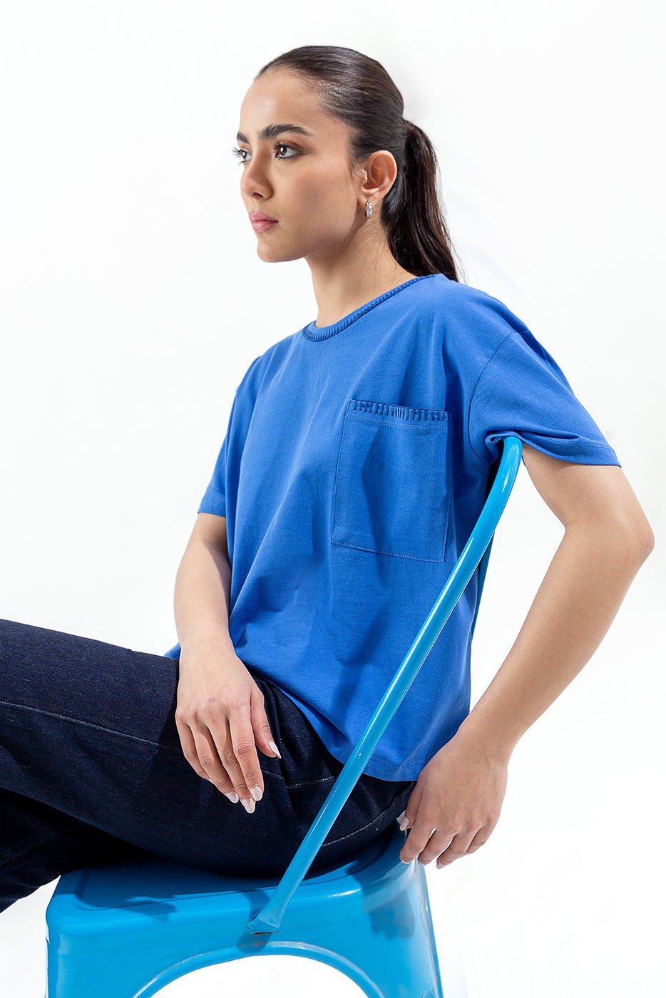 BLUE EMBROIDERED TEE - BEECHTREE