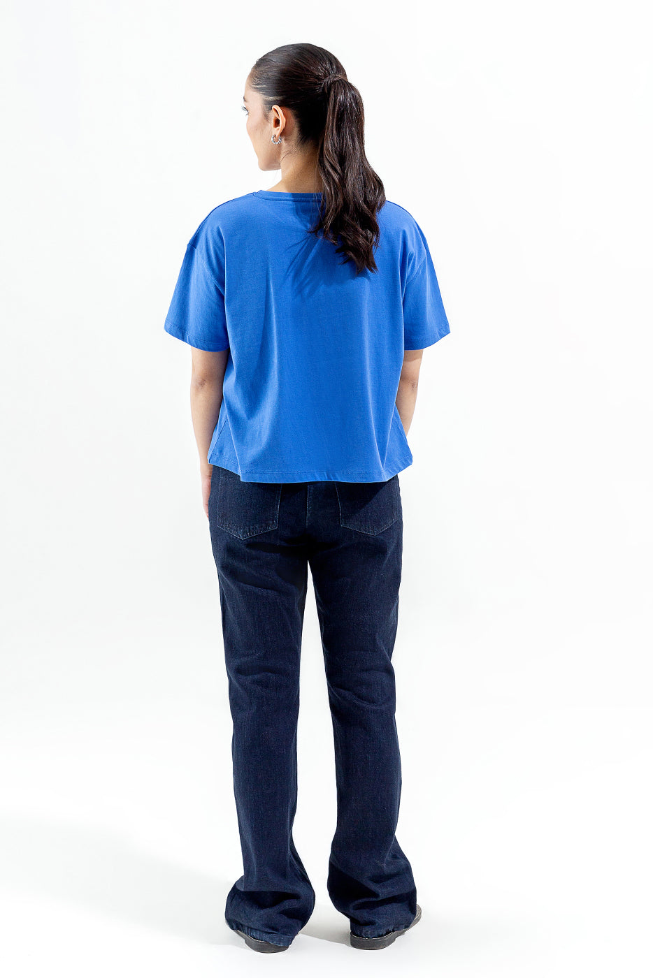 BLUE EMBROIDERED TEE