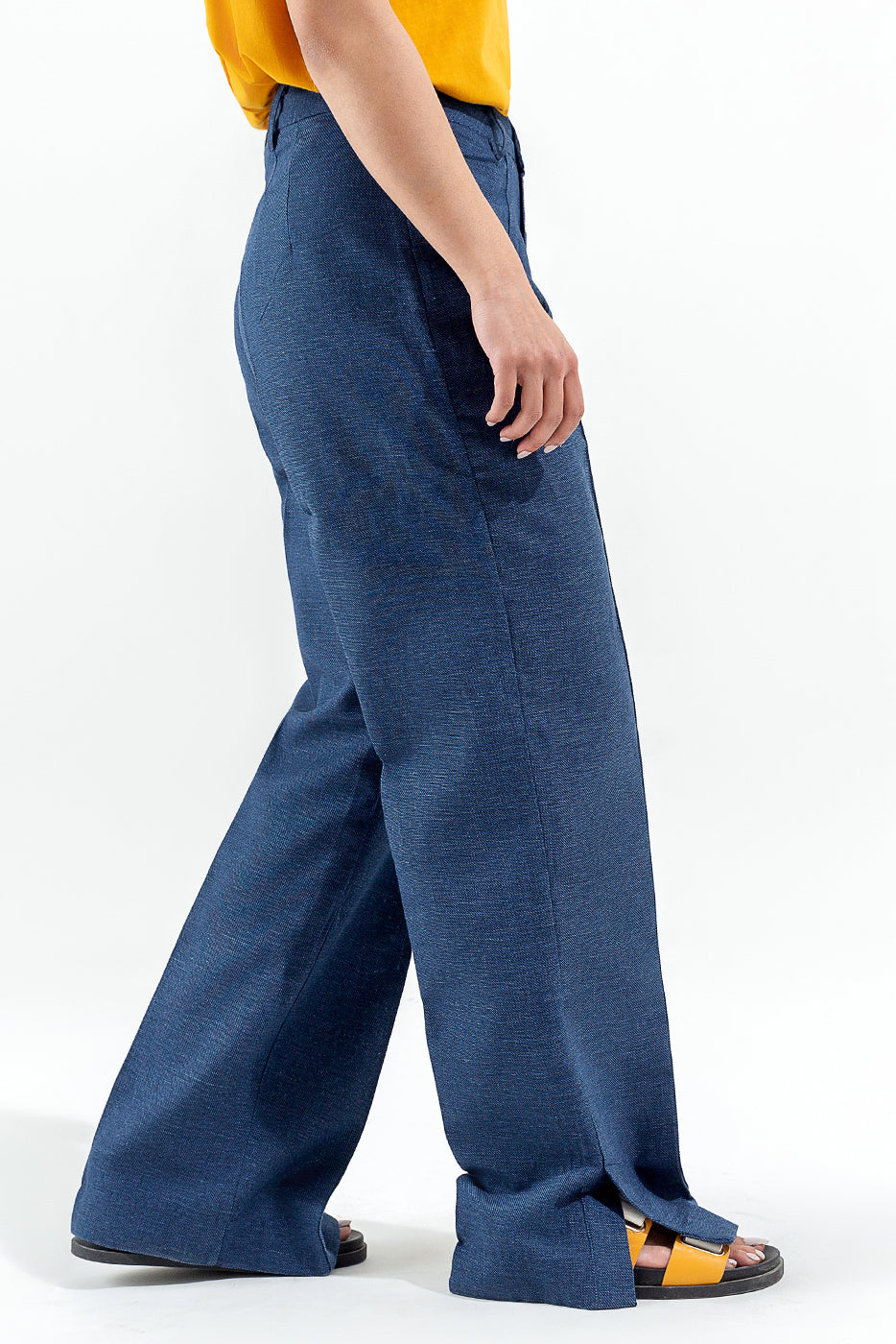 NAVY TAILORED WIDE LEG PANTS