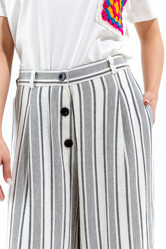 STRIPED WIDE LEG PANTS