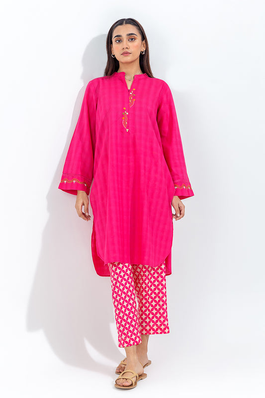 EMBROIDERED DYED TEXTURED SHIRT (PRET)