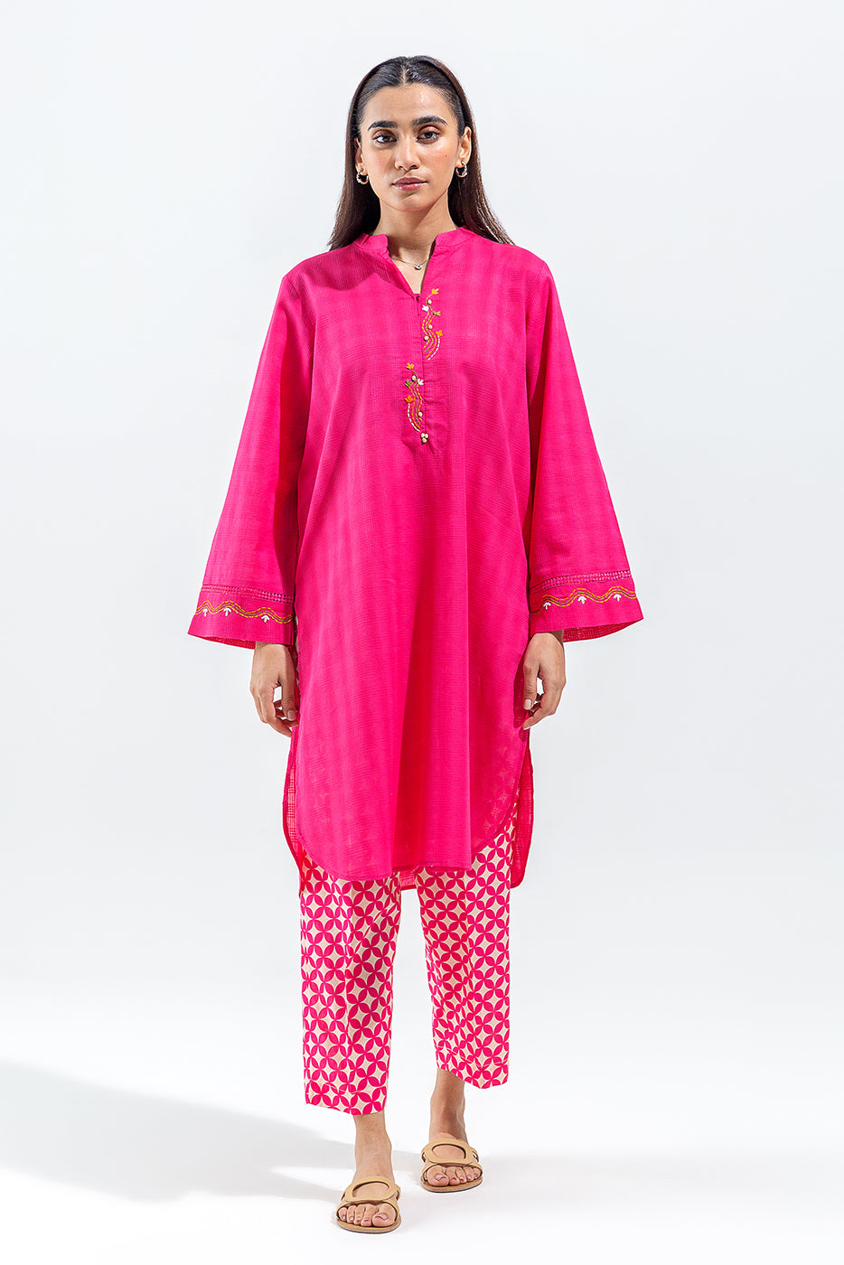 EMBROIDERED DYED TEXTURED SHIRT (PRET)