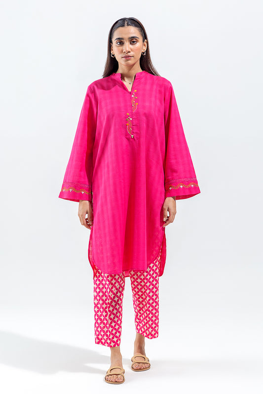 EMBROIDERED DYED TEXTURED SHIRT (PRET)