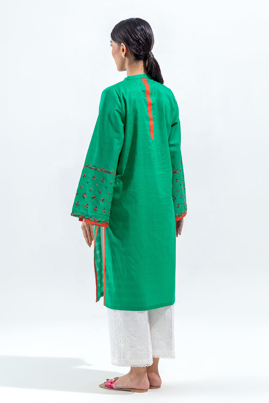EMBROIDERED DYED COTTON SHIRT (PRET)
