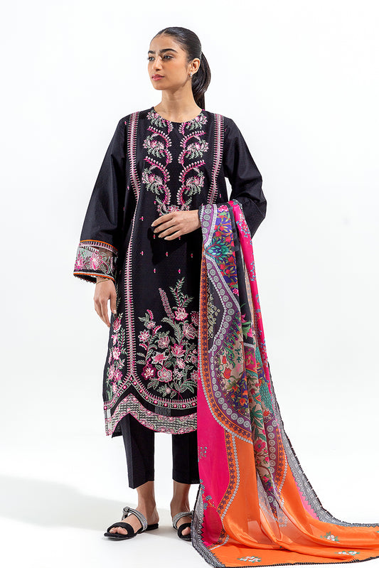 3 PIECE EMBROIDERED SELF JACQUARD SUIT (LUXURY PRET)