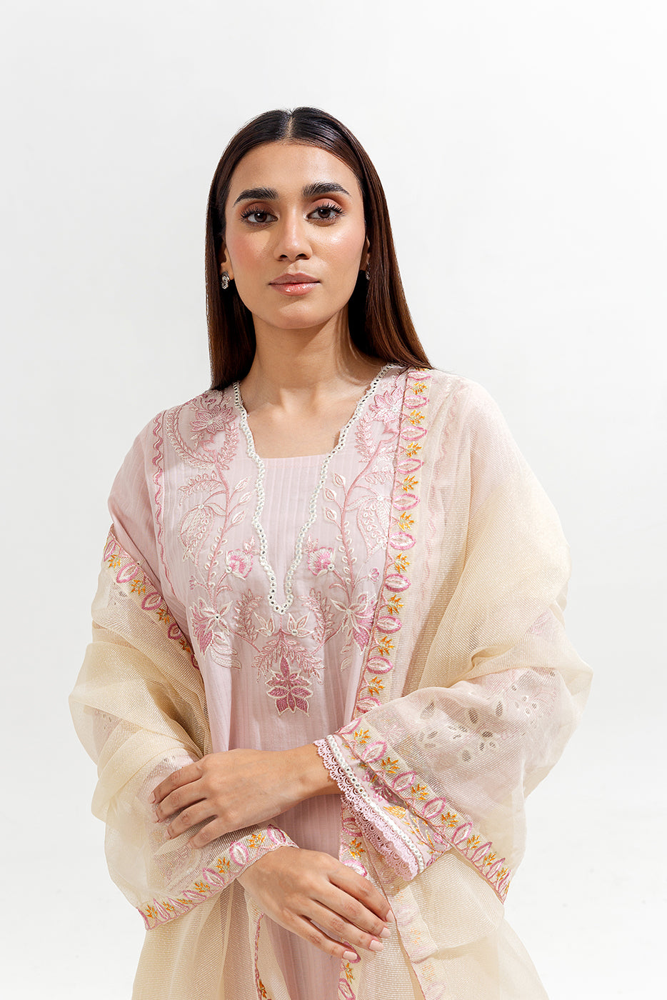 3 PIECE EMBROIDERED JACQUARD SUIT (LUXURY-PRET)