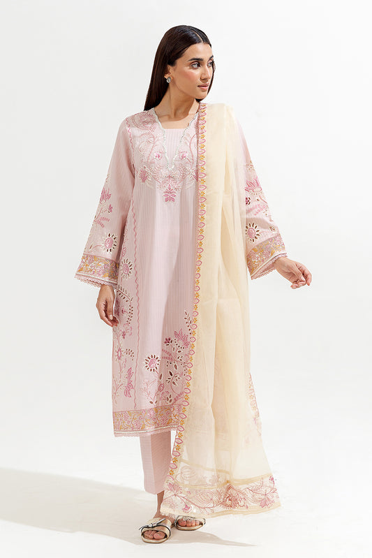 3 PIECE EMBROIDERED JACQUARD SUIT (LUXURY-PRET)