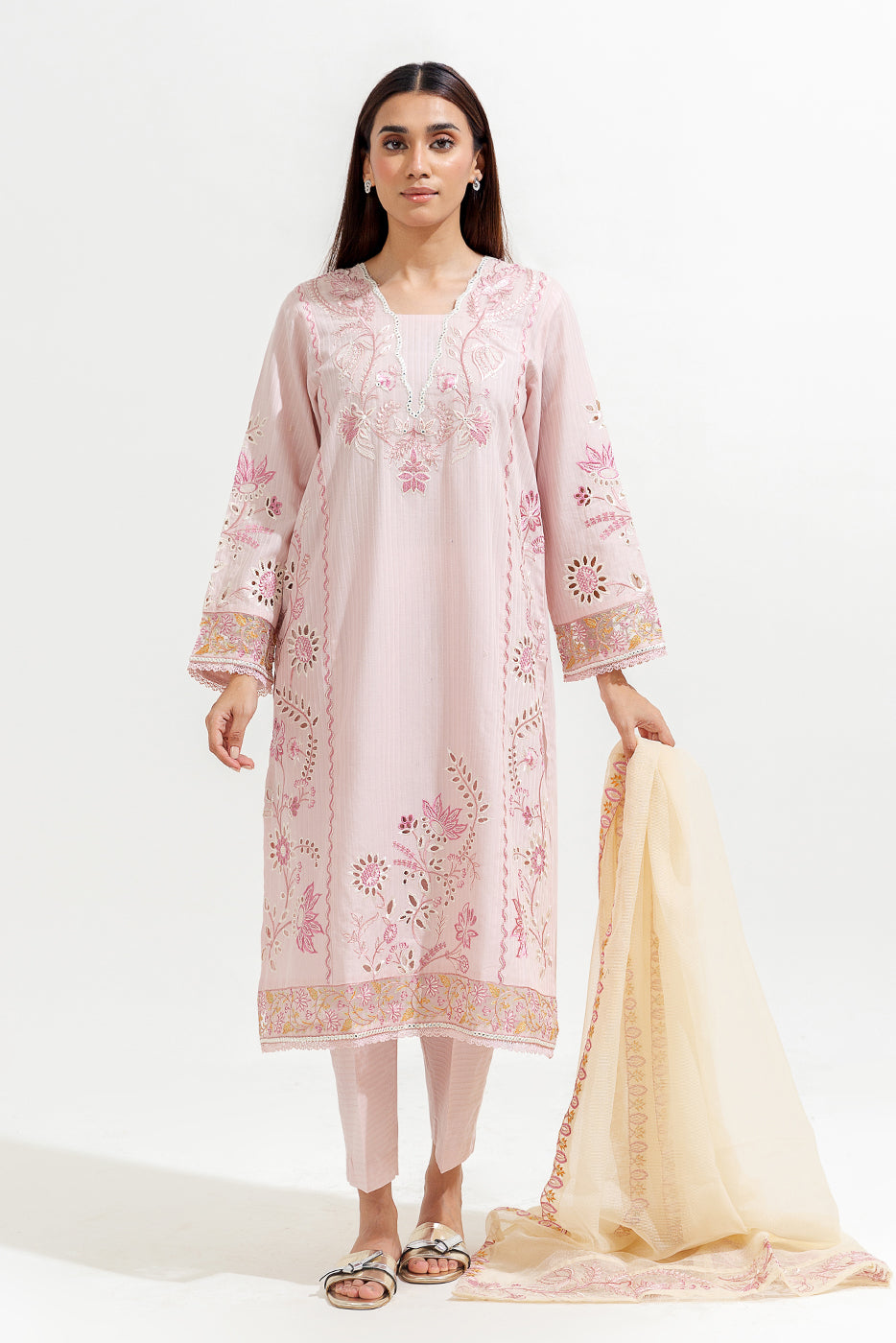 3 PIECE EMBROIDERED JACQUARD SUIT (LUXURY-PRET)