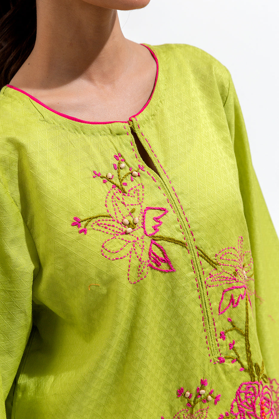 EMBROIDERED SELF JACQUARD SHIRT (PRET)