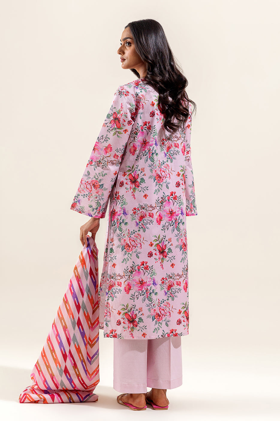 3 PIECE PRINTED SUIT-BLUSH ORCHARD (UNSTITCHED)