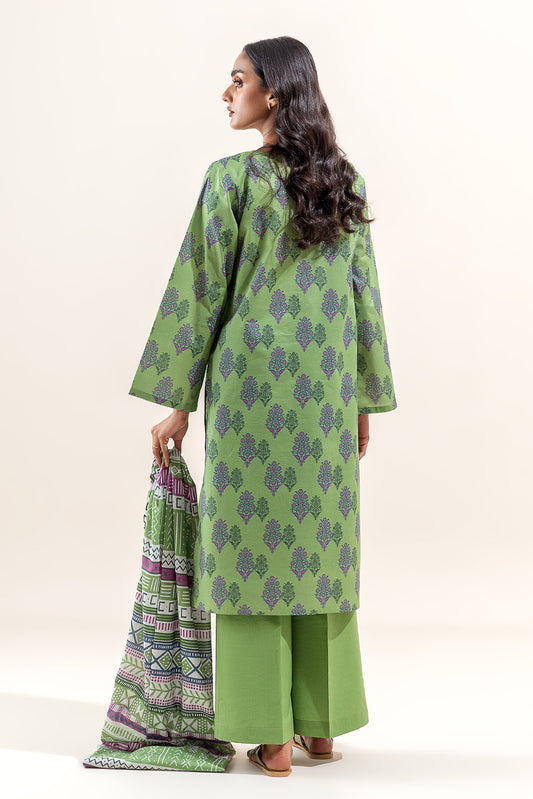 3 PIECE PRINTED LAWN SUIT-SAGE DEW (UNSTITCHED)