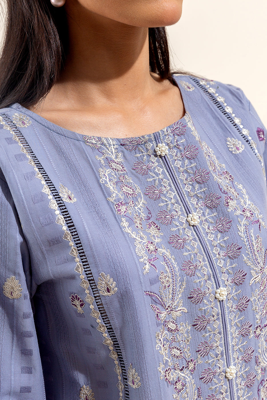 3 PIECE EMBROIDERED LAWN SUIT-STERLING PEARL (UNSTITCHED)