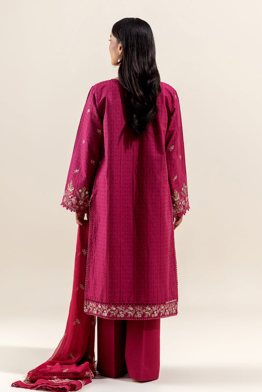 3 PIECE EMBROIDERED LAWN SUIT-CARMINE QUARTZ (UNSTITCHED)