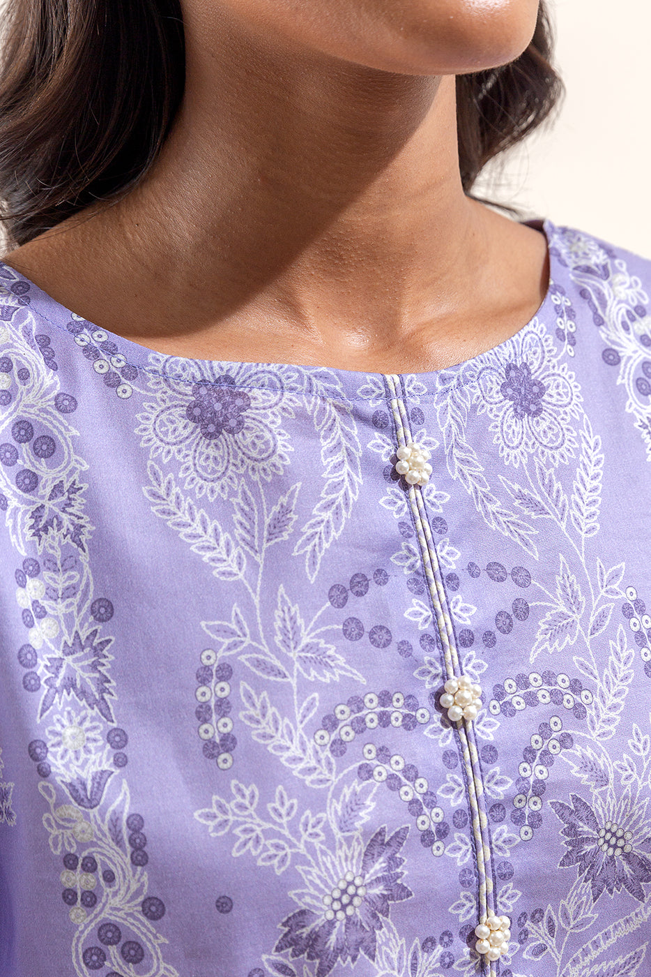 3 PIECE PRINTED LAWN SUIT-LIAC MIST (UNSTITCHED)