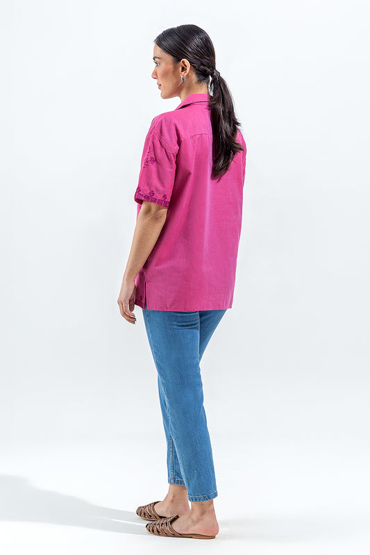 EMBROIDERED CHAMBREY SHIRT (PRET)