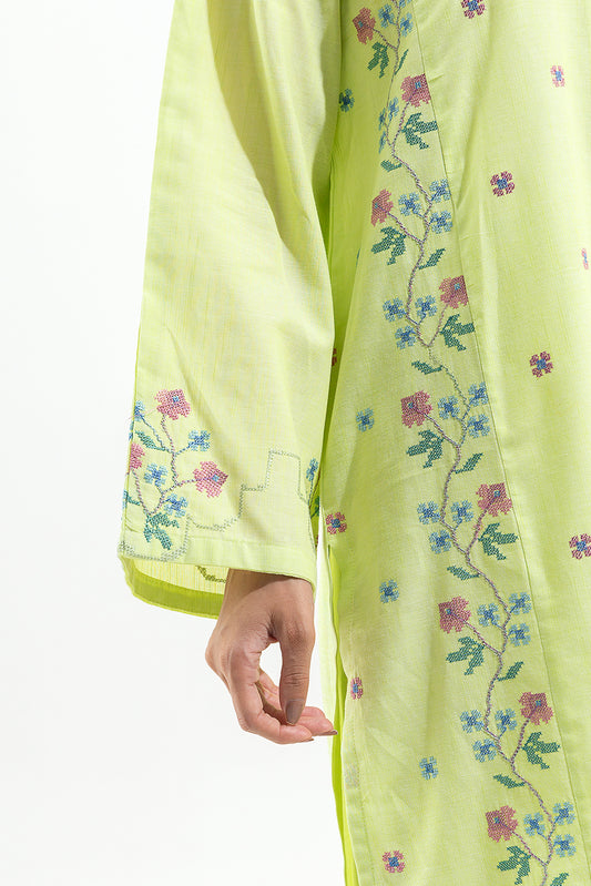 2 PIECE EMBROIDERED CHAMBRAY SUIT (PRET)