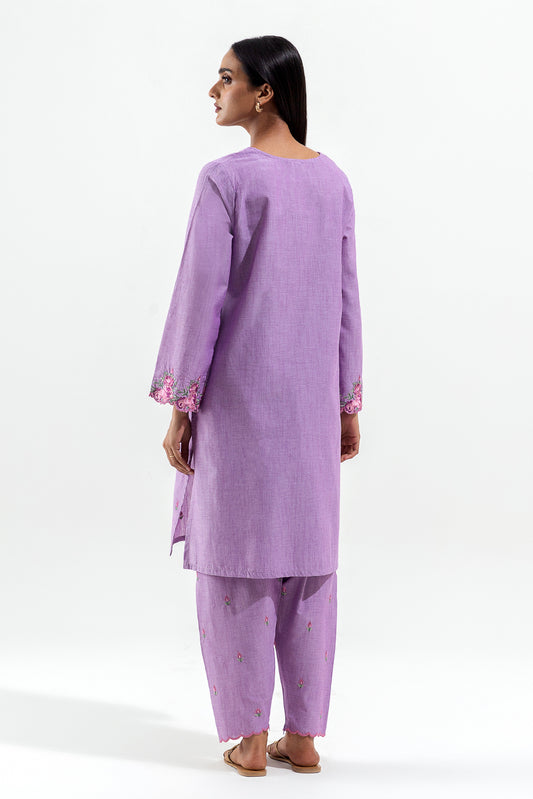 2 PIECE EMBROIDERED CHAMBRAY SUIT (PRET)