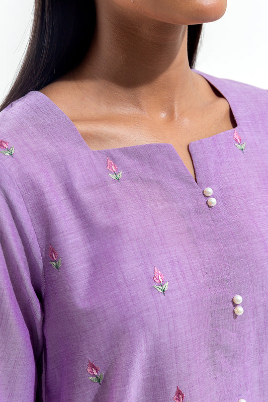 2 PIECE EMBROIDERED CHAMBRAY SUIT (PRET)